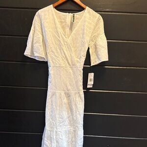 Julian Taylor White Lace Midi Dress